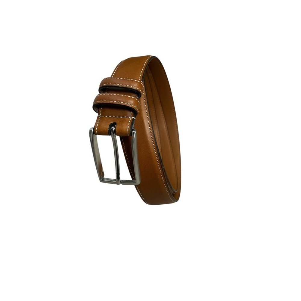 Nordstrom Men's Shop Brown Leather Belt – Size 46, Made in USA,‎ Polished Buckle